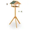 Image de Relaxdays Mangeoire à oiseaux avec support grand toit résistant aux intempéries bois 137 x 66 x 59 cm nature/vert