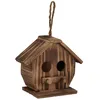 Image de Relaxdays Nichoir pour oiseaux déco en bois brulé volière à suspendre pour l’extérieur 285 x 19 x 105 cm naturel