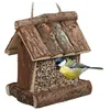 Image de Relaxdays Mangeoire pour oiseaux en bois à suspendre HLP 17 x 15 x 12 cm à silo distributeur de nourriture nature