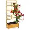 Image de Relaxdays Jardinière avec treillis en hauteur bac rectangulaire bois avec tuteur HxLxP: env. 171x71x315 cm nature