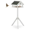 Image de Relaxdays Mangeoire d’extérieur pour oiseaux support toit résistant aux intempéries bois HLP 120x62x55 cm blanche