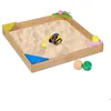 Image de Relaxdays Bac à sable 4 assises d’angle H x L x P: 115 x 90 x 90 cm jeu de sable jardin en bois de sapin naturel