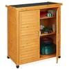 Image de Relaxdays Placard de jardin 3 étagères toit plat incliné double porte HLP : 97x865x47 cm armoire à outils nature