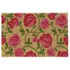 Image de Relaxdays Paillasson coco motif de roses tapis de porte 40x60 cm intérieur extérieur antidérapant rose vif/nature