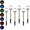 Image de Relaxdays Lampes solaires d’extérieur lot 6 éclairage boule LED jardin couleurs changeantes étanche piquet argenté