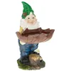 Image de Relaxdays Nain de jardin abreuvoir à oiseaux résiste aux intempéries et gel HxLxP: 36x22x22 cm figurine multicolore