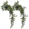 Image de Relaxdays Plante artificielle lot de 2 fausses fleurs à suspendre pothos plastique HxD : 60x20 cm vert - noir
