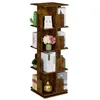 Image de Relaxdays Petite bibliothèque rotative à 360° 4 niveaux design industriel pour vos livres 1255 x 39 x 39 cm marron