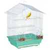 Image de Cage à oiseaux Relaxdays pour canaris perchoirs et mangeoires HxLxP 49×395×32 cm bleu clair/vert menthe