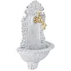 Image de Fontaine murale Relaxdays antique avec robinet lavabo de jardin en aluminium moulé H x L x P 40 x 245 x 13 cm blanche