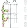 Image de Relaxdays Lot de 2 treillis métal 180 x 50 cm support jardin vintage incurvé à planter vert foncé