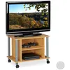 Image de Table TV Relaxdays à roulettes 2 compartiments support TV mobile HxLxP 45x60x40 cm aspect bois