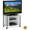 Image de Meuble TV Relaxdays à roulettes 2 compartiments H x L x P : 45 x 60 x 40 cm blanc-argent