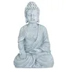 Image de Relaxdays statue de Bouddha assis 40 cm déco Feng Shui résistante gel/intempéries grande statue de jardin gris clair