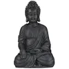 Image de Relaxdays statue Bouddha assis 40 cm déco Feng Shui résistante aux intempéries et au gel statue de jardin gris foncé