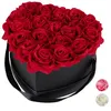 Image de Relaxdays Coffret coeur 18 roses boîte fleurs rigide noire conservation 10 ans idée cadeau décoratif rouge