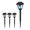 Image de Relaxdays Lampe solaire pour votre extérieur en set de 4 LED avec piquet éclairage moderne HD : 39 x 11 cm noire