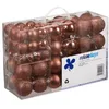 Image de Relaxdays Lot de 100 boules de Noël mates brillantes et pailletées Ø 3/4/6 cm marron