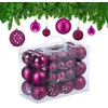 Image de Relaxdays Boules de Noël lot de 50 paillettes mates brillantes décoration sapin plastique D: 3 4 6 cm rose vif