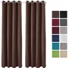 Image de Rideaux Thermique Marron uni opaque à oeillet Amelie - 140x245 cm - isolant uni à anneaux - Beautissu