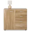 Image de Buffet salle à manger CHICAGO L 91 cm en bois coloris chêne sonoma avec 4 tiroirs et 1 porte meuble rangement