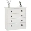Image de Commode en pin RESIDENCIA 4 grands tiroirs buffet bahut vaisselier en bois style mexicain lasuré blanc