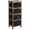 Image de Chiffonnier PLUTO petite commode de nuit en bois de paulownia brun foncé avec 4 paniers en coton tressé noir