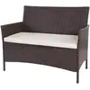 Image de Banc De Jardin Halden En Polyrotin, Banquette ~ Marron Chiné, Coussin Crème