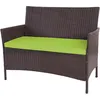 Image de Banc De Jardin Halden En Polyrotin, Banquette ~ Marron Chiné, Coussin Vert