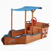 Image de Home deluxe - bac à sable matschekiste - voilier avec bâche de sol et toit - dimensions : 160 x 78 x 103 cm - matériel de montage inclus i bac à sable en bois bateau pirate sandbox