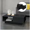 Image de Table basse de salon élégante stylée avec tiroir et compartiment de rangement 95 x 55 x 31 cm panneau de particules mélaminé de 15 mm noir brillant [en.casa]