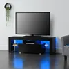 Image de Meuble TV Grimsey LED Panneaux de Particules 130 x 35 x 45 cm Multicolore Noir [en.casa]