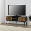 Image de Meuble TV Eskilstuna 120 x 30 x 47 cm Noir Bois Foncé - EN.CASA - Contemporain - Design - A monter soi-même