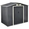 Image de Abri de Jardin 4 m³ Robuste Cabane de Stockage Extérieur Cabane à Outils Toit à Pignon Tôles en Acier Galvanisées Gris Foncé