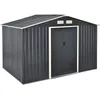 Image de Abri de Jardin 9 m³ Robuste Cabane de Stockage Extérieur Cabane à Outils Toit à Pignon Tôles en Acier Galvanisées Gris Foncé