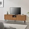Image de Meuble TV Hedemora 140 x 30 x 46 cm Effet Bois Foncé - EN.CASA - Salon - Contemporain - Design