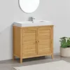 Image de Meuble sous lavabo Värmdö avec 2 portes en bambou 60 x 67 x 30 cm