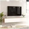 Image de Meuble tv lapinlahti à 2 portes 29,5 x 180 x 31,5 cm effet chêne rustique blanc [en.casa] Lapinlahti