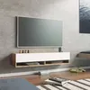 Image de Meuble TV Laitila à 2 portes 295 x 140 x 315 cm effet bois de pin - blanc [en.casa]