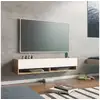 Image de Meuble tv laitila à 2 portes 29,5 x 140 x 31,5 cm effet chêne rustique blanc [en.casa] Laitila