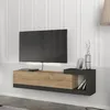Image de Meuble TV mural Luhanka 150 x 30 x 39 cm effet chêne anthracite