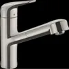 Image de Robinet de cuisine - Hansgrohe - M427-H150 - Acier inoxydable - 120° Pivotant - Pulvérisateur extractible