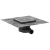 Image de Bonde de sol - RainDrain Point - 15 x 15 cm - Inox brossé - Siphon réglable avec filtre à cheveux