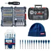 Image de Kit BOSCH 5 forets expert + Assortiment d’embouts de vissage + Coffret de scie trépan + Trousse mèches plates + Bonnet