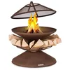 Image de Braséro Blumfeldt Aguilera - Foyer extérieur avec barbecue et rangement bois - Acier marron