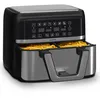 Image de Friteuse à air chaud Klarstein Airfryer XL 2 compartiment 2850 W 9 L panneau de commande tactile minuterie 6 modes Gris