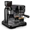 Image de Klarstein bella café machine à expresso vintage broyeur 19 bars mousseur à lait manomètre 1150w noir