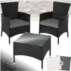 Image de Salon De Jardin 2 Pers. Résine Tressée Acier Anti-uv Sets Housses Noir