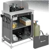 Image de Meuble de camping - TECTAKE - Cuisine de camping pliable 2 compartiments avec sac de transport 76 x 535 x 107 cm - Gris