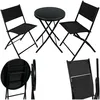 Image de Ensemble table et chaises de jardin - TECTAKE - Lot de 2 chaises dextérieur bistrot DÜSSELDORF Pliable pour 2 personnes - Noir